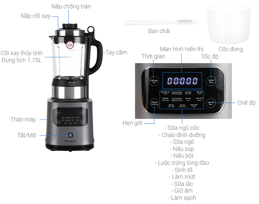 Máy xay nấu đa năng Kangaroo KG175HB1 có ưu điểm gì