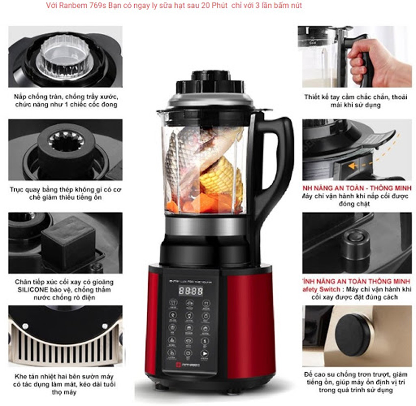 Đặc điểm nổi bật của máy làm sữa hạt đa năng Ranbem 769S