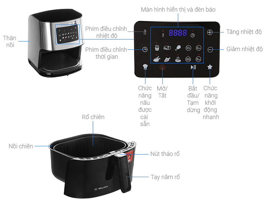 Nồi chiên không dầu điện tử Malloca MAF-06 có tốt không
