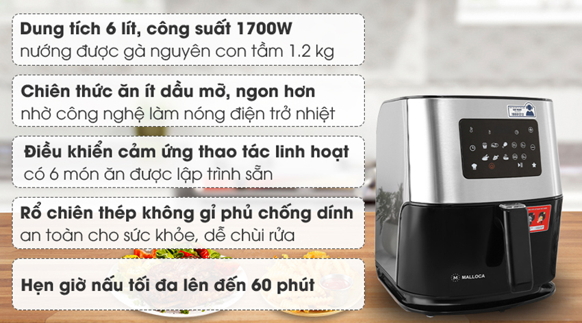 Nồi chiên không dầu điện tử Malloca MAF-06 có tốt không