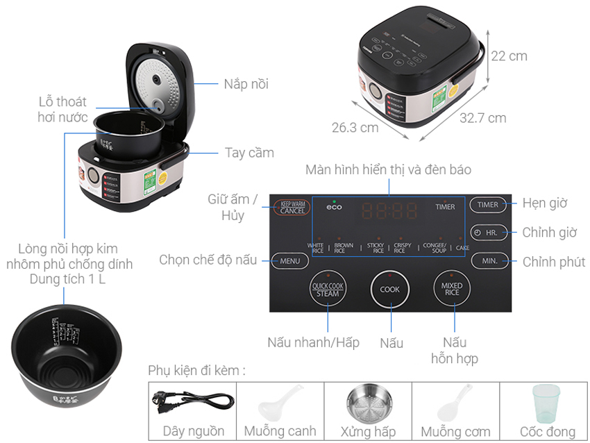 Nồi cơm điện cao tần Toshiba RC-10IX1PV sản phẩm chất lượng