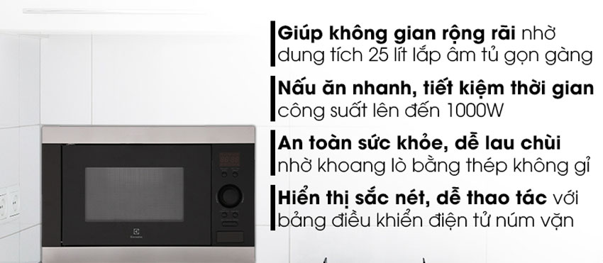 Lò vi sóng âm tủ Electrolux EMS2085X dành cho gia đình bạn