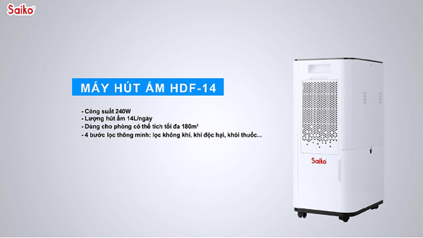 Máy hút ẩm lọc không khí Saiko HDF-14 bảo vệ sức khỏe gia đình bạn