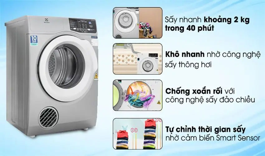 Máy sấy quần áo Electrolux dưới 10 triệu đồng