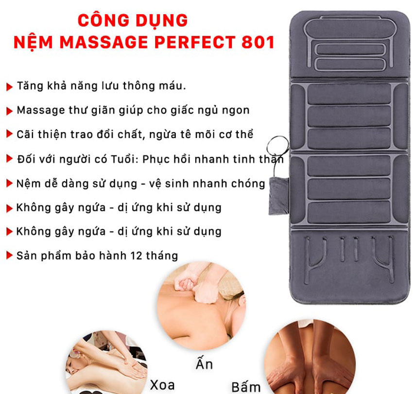 Nệm massage toàn thân Perfect US 801 chăm sóc sức khỏe của bạn