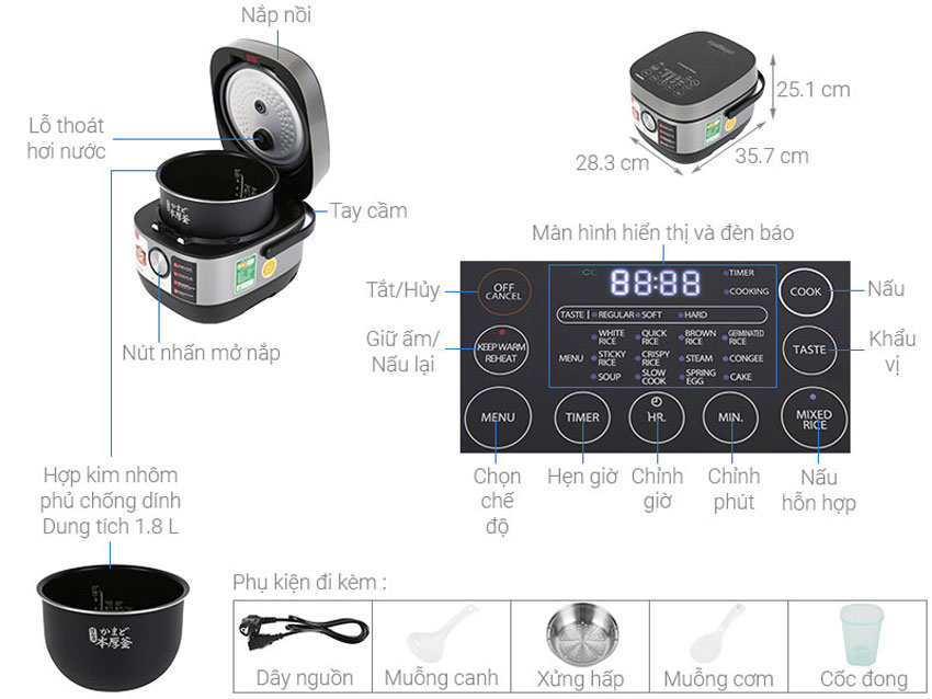 Nồi cơm điện cao tần Toshiba RC-18IP1PV có tốt không