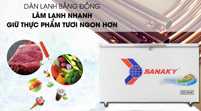 Tủ đông dàn đồng Sanaky VH-2899A1 nhỏ nhắn, tiện lợi