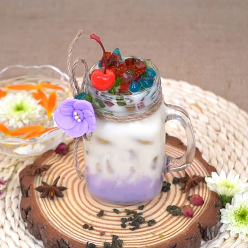 2 cách làm trà sữa khoai môn cực đẹp mắt